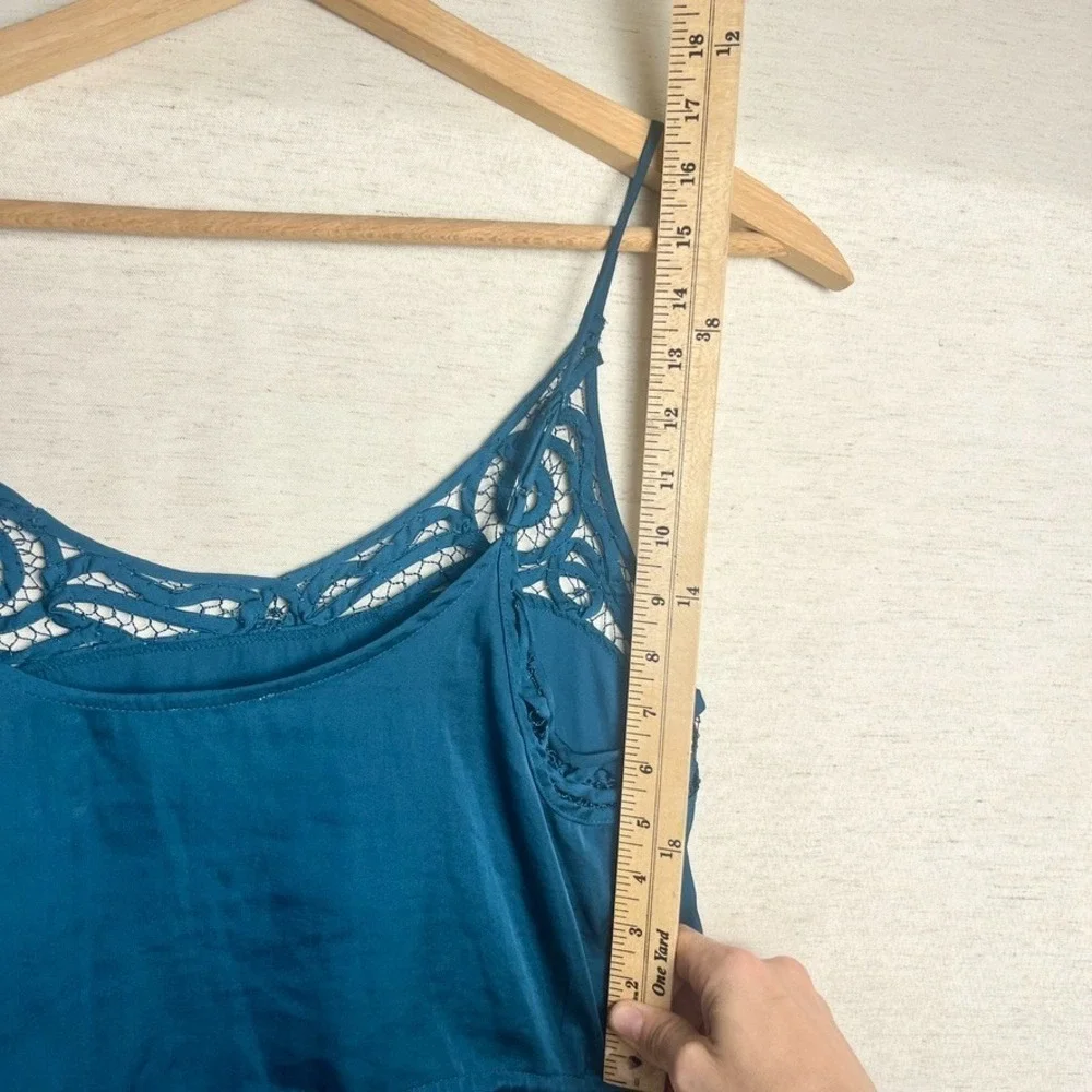 Free People Blouson Brami Blue-Green Teal Lace Strappy Cami‎ S boho festival